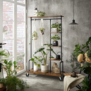 Industrial Clothing Rack with Wheels & 5-Tier Shelves