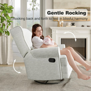 Swivel Glider Recliner Chair with Footrest & Lumbar Pillow