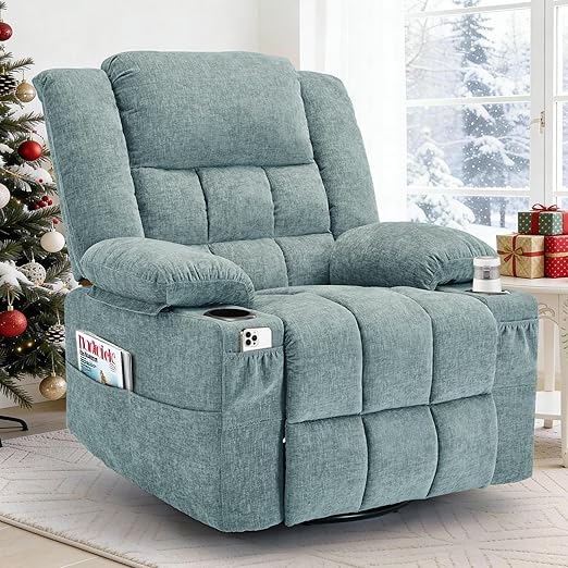 360° Swivel Rocker Recliner with Massage & Heating