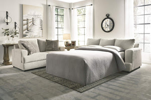 Cream Chenille Queen Sofa Sleeper with Accent Pillows