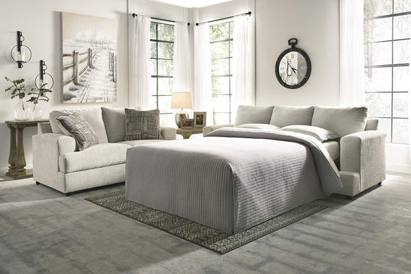 Cream Chenille Queen Sofa Sleeper with Accent Pillows