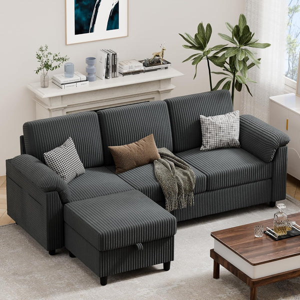 Convertible Sectional Sofa with Storage Ottoman
