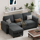 79" Convertible L-Shaped Sectional Sofa with Storage Ottoman
