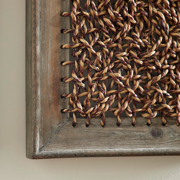 Wood & Rattan Abstract Wall Decor Set of 2