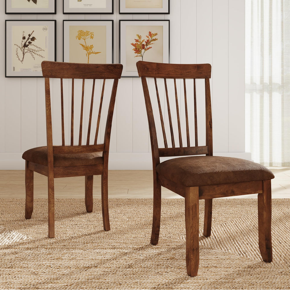 Spindle Back Dining Chairs Set of 2 with Upholstered Microfiber Seat