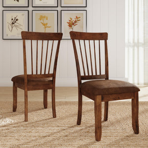 Spindle Back Dining Chairs Set of 2 with Upholstered Microfiber Seat