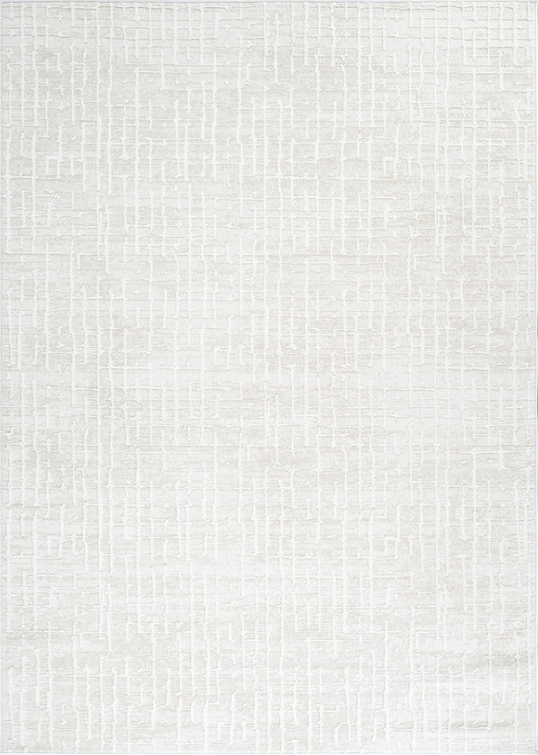 Beige Geometric Grid Area Rug – Medium Pile, Pet & Kid Friendly