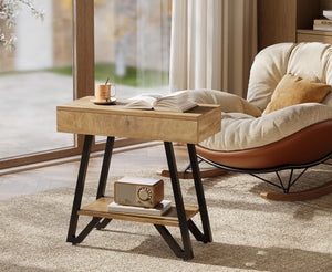 2-Tier Narrow Side Table with Storage Shelf – Set of 2
