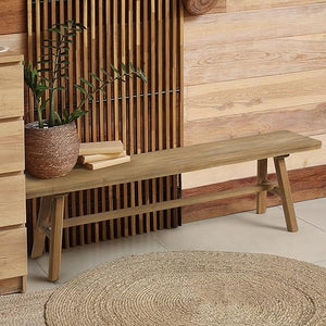Rustic Solid Wood Farmhouse Bench – Indoor Dining & Entryway Seat