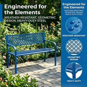 Outdoor Metal Garden Bench for 2