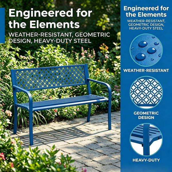 Outdoor Metal Garden Bench for 2