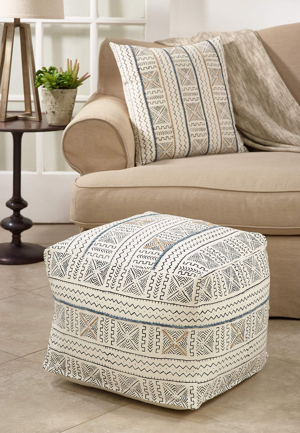Abstract Design Mudcloth Pouf