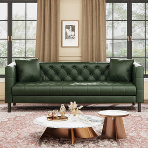 81" Button-Tufted PU Leather 3-Seater Sofa