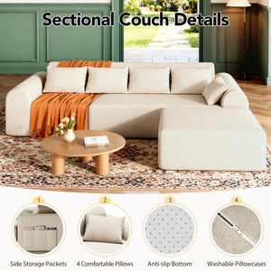 4-Piece L-Shaped Modular Sectional Sofa with Ottoman