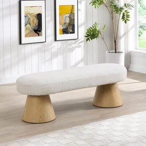 Upholstered Boucle Dining Bench