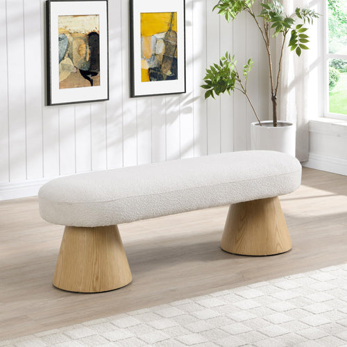 Upholstered Boucle Dining Bench