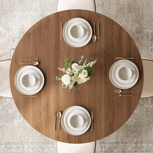Extendable Round Dining Table with Storage Shelf | 43.3" to 59" Oval