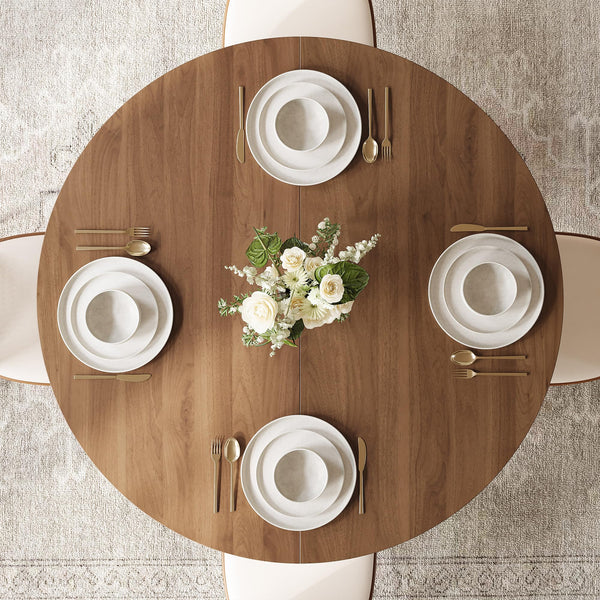 Extendable Round Dining Table with Storage Shelf | 43.3" to 59" Oval