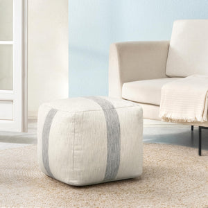 Square Pouf Ottoman Footrest – Cotton Polyester Floor Seating