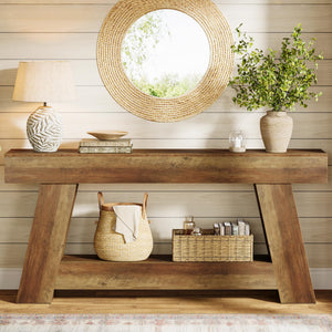 Farmhouse Console Table 70.9" with 2-Tier Storage