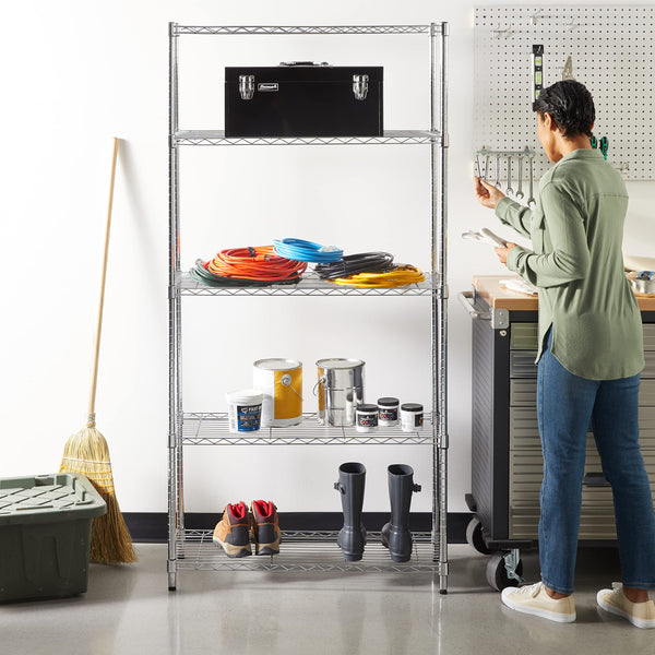 5-Shelf Adjustable Heavy Duty Steel Wire Storage Rack