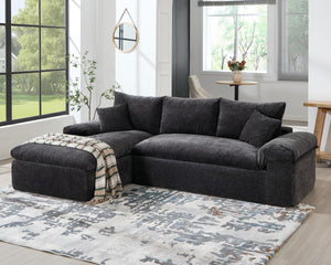 Oversized Modular Sectional Sofa – Grey Chenille
