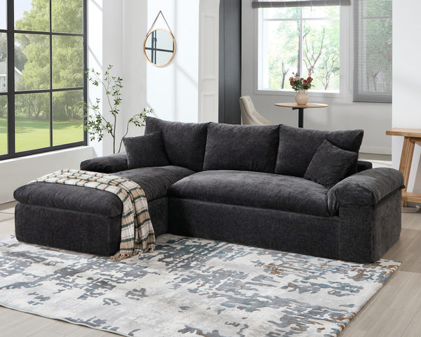 Oversized Modular Sectional Sofa – Grey Chenille