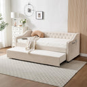 Twin Velvet Daybed with Pop-Up Trundle & USB Ports