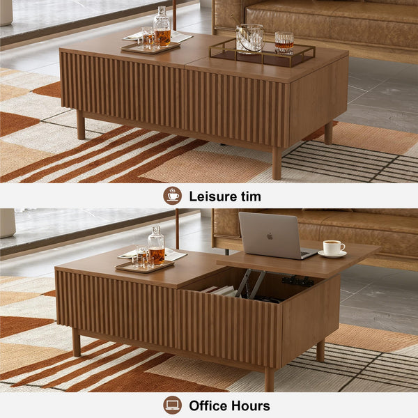 Lift Top Coffee Table with Hidden Storage & Drawers