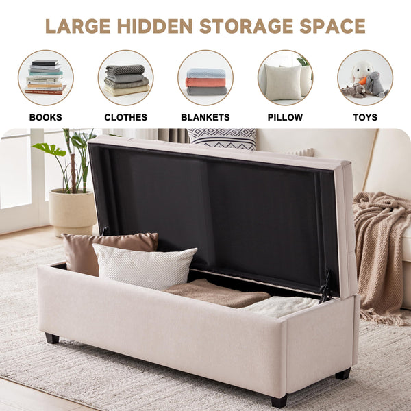 Storage Ottoman Bench with Hidden Storage