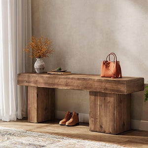 Solid Wood Farmhouse Entryway Bench 47"