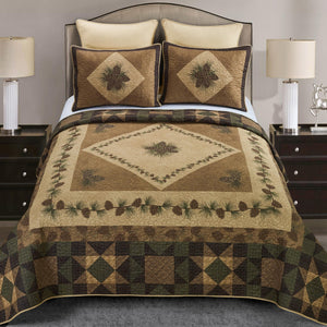 King Quilt Set – Antique Pine Lodge 4-Piece Bedding Set