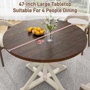 Round Farmhouse Dining Table, 47-Inch