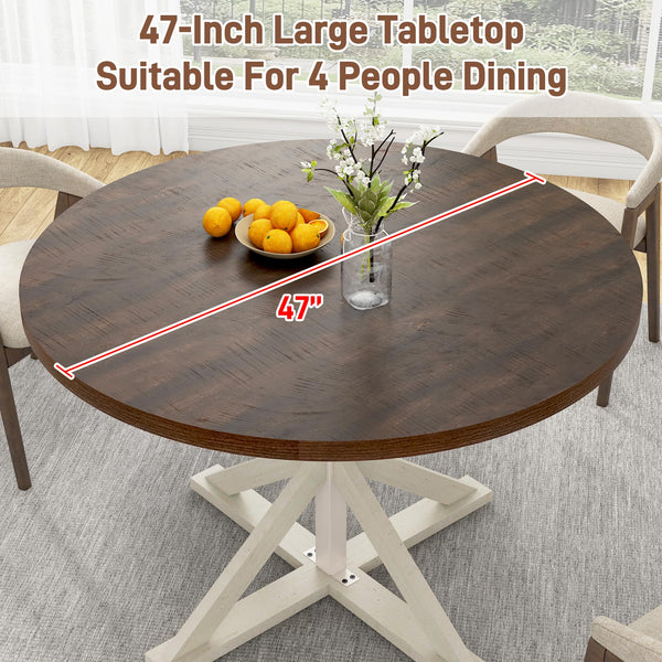 Round Farmhouse Dining Table, 47-Inch