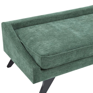 Mid-Century Chaise Lounge Sofa with Rolled Accent Pillow