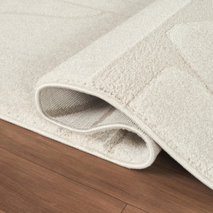 Cream Geometric Area Rug – Power-Loomed Polypropylene