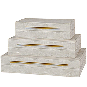 Set of 3 Shagreen Decorative Boxes with Velvet Lining