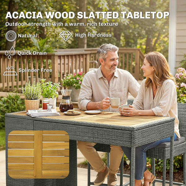 5-Piece Outdoor Bar Set with High Top Table and 4 Barstools