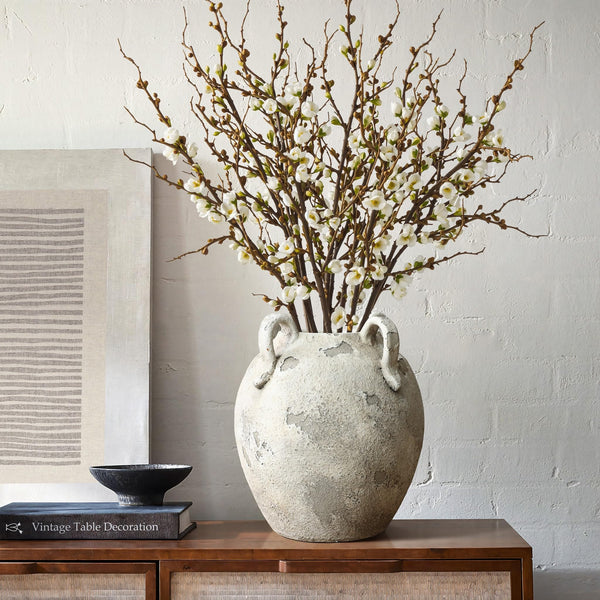 Rustic Terracotta Ceramic Vase with Handles