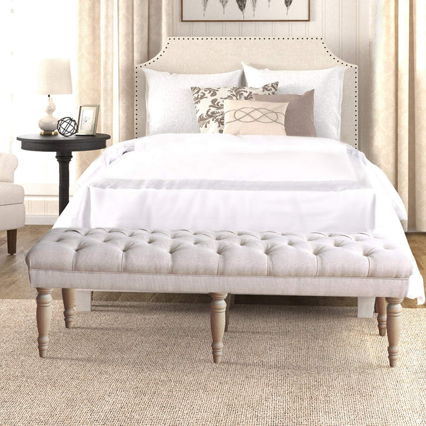 Large Tufted Upholstered Bench