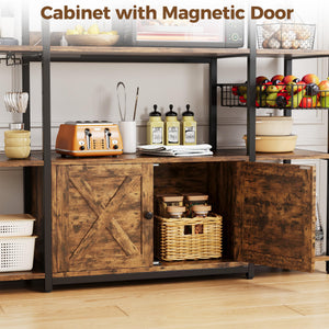 Baker's Rack with Power Outlet & Coffee Bar Cabinet