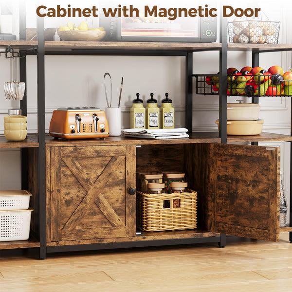 Baker's Rack with Power Outlet & Coffee Bar Cabinet