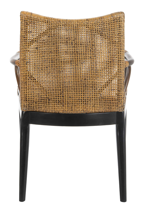 Solid Wood Rattan Arm Chair with Cotton Cushion