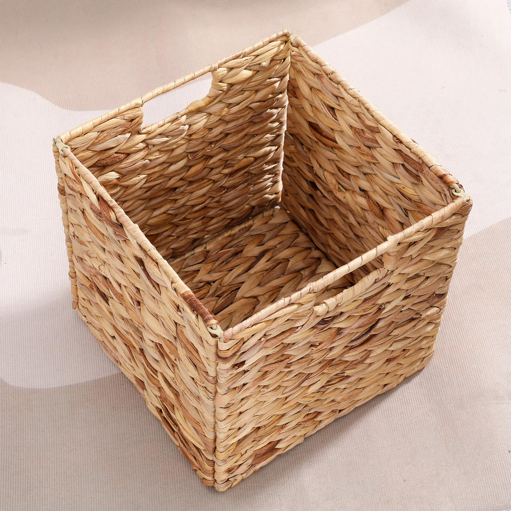 Foldable Water Hyacinth Storage Baskets for Cube Shelves – Set of 4