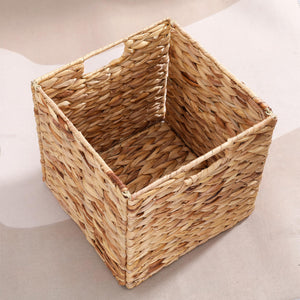 Foldable Water Hyacinth Storage Baskets for Cube Shelves – Set of 4
