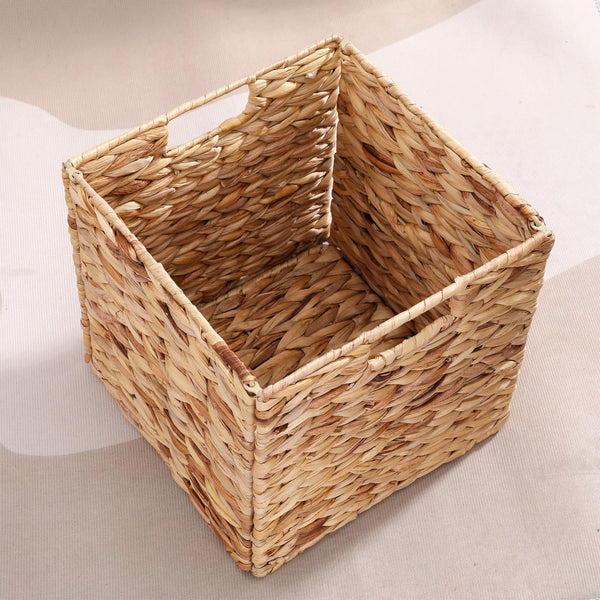 Foldable Water Hyacinth Storage Baskets for Cube Shelves – Set of 4
