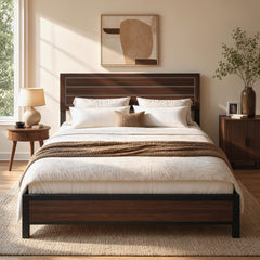 Queen & King Platform Bed Frame with Headboard | Mid-Century Modern