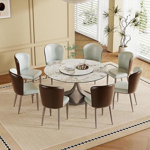 Oval Sintered Stone Dining Table Set with Stainless Steel Base