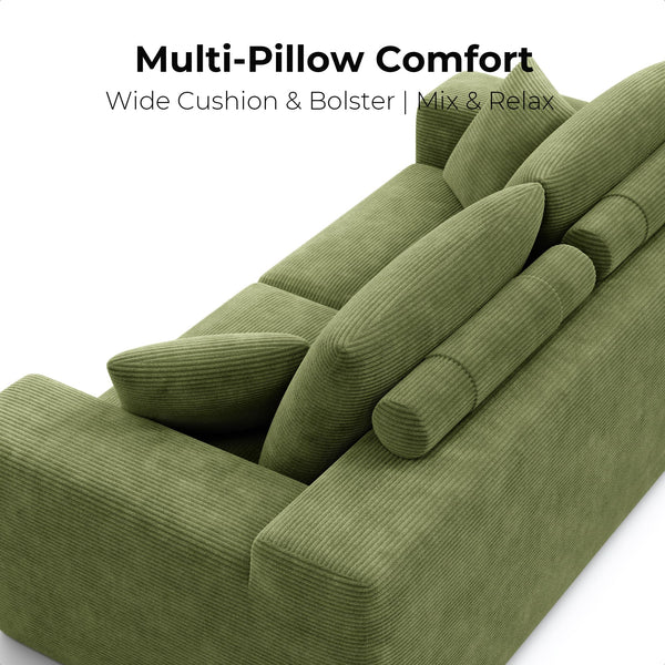 78" Corduroy Loveseat Sofa – Deep Seat, No Assembly Required