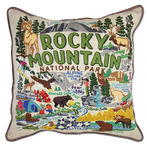 Rocky Mountain National Park Hand Embroidered Throw Pillow